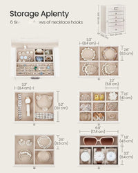 Large Jewelry Box Organizer 6 Tier With Drawers Mirror And Lock – product view 13 | Amaraloft