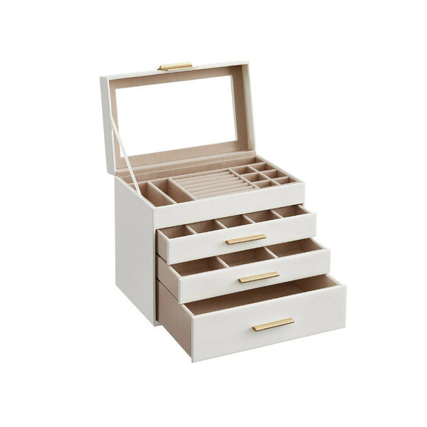 Large Jewelry Box With Glass Lid 4 Or 6 Layer Organizer – product view 1 | Amaraloft
