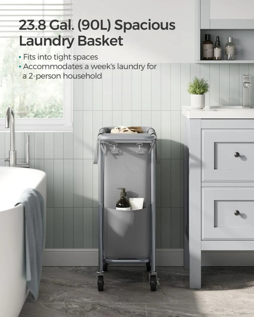 Laundry Basket With Wheels 23.8 Gallon Slim Hamper 31.9in High – product view 3 | Amaraloft