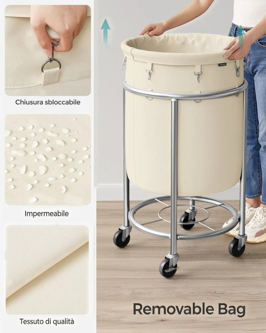Laundry Basket With Wheels 29 Gallon Removable Bag 28in High – product view 10 | Amaraloft