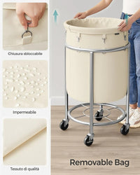 Laundry Basket With Wheels 29 Gallon Removable Bag 28in High – product view 10 | Amaraloft