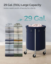 Laundry Basket With Wheels 29 Gallon Removable Bag 28in High – product view 14 | Amaraloft