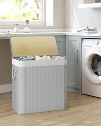 Laundry Hamper With Lid 3 Section 39.6 Gallon Sorter – product view 4 | Amaraloft