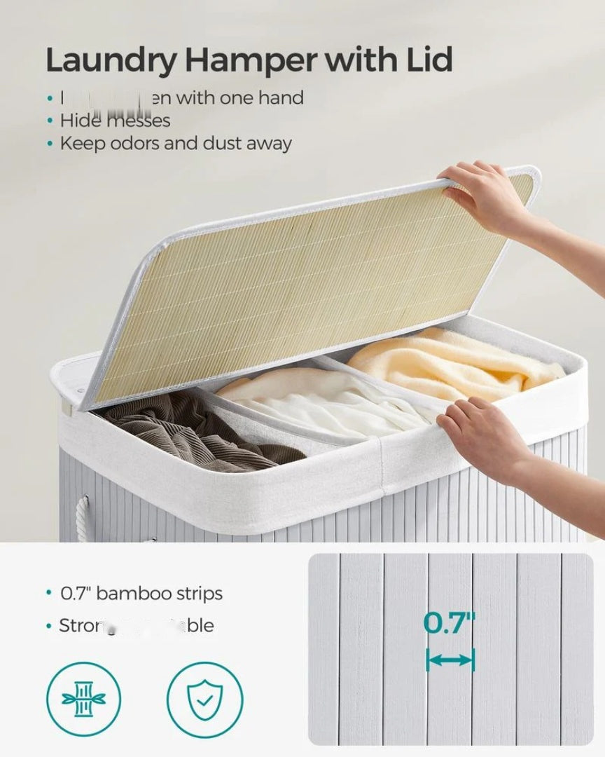 Laundry Hamper With Lid 3 Section 39.6 Gallon Sorter – product view 5 | Amaraloft