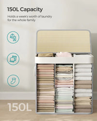 Laundry Hamper With Lid 3 Section 39.6 Gallon Sorter – product view 6 | Amaraloft