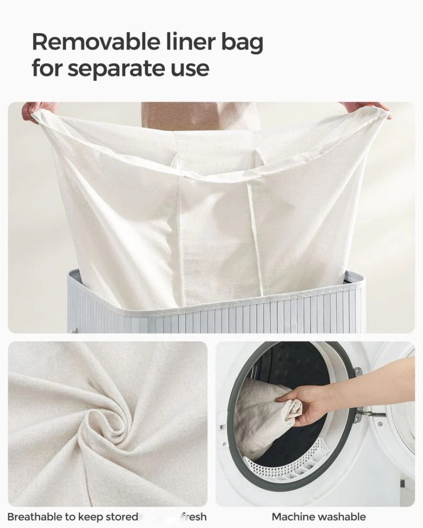 Laundry Hamper With Lid 3 Section 39.6 Gallon Sorter – product view 9 | Amaraloft