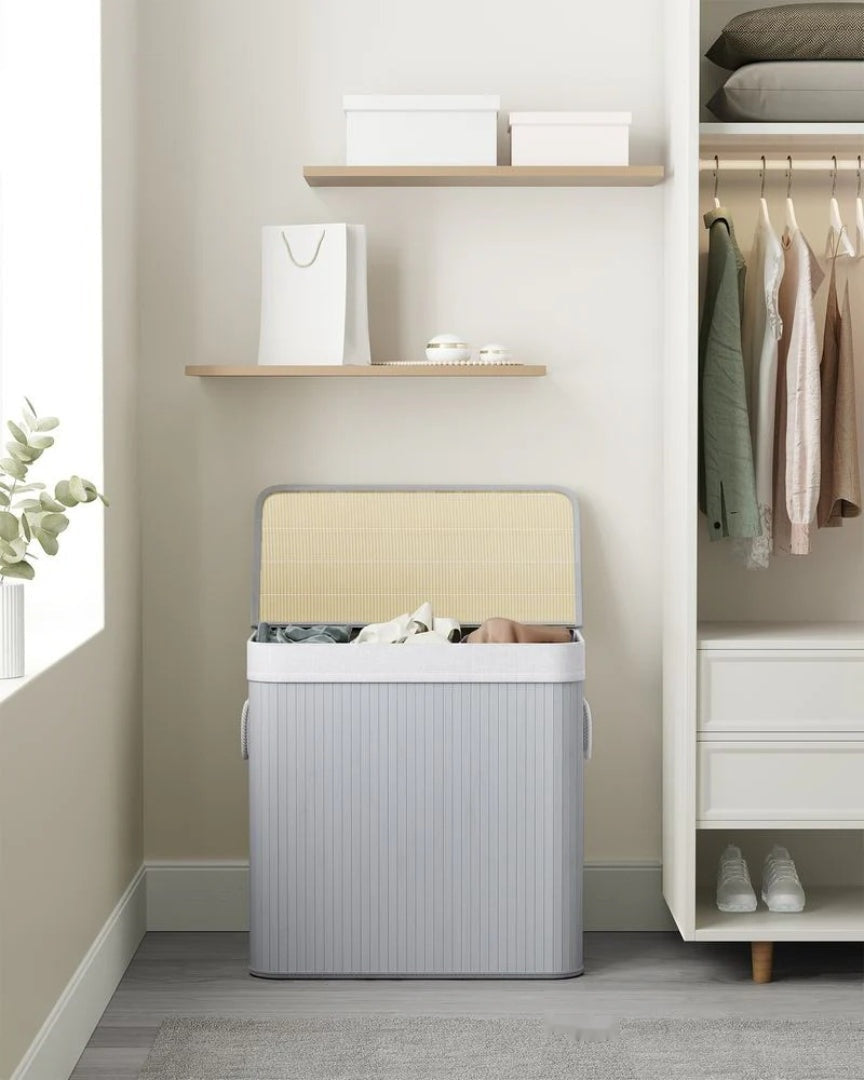 Laundry Hamper With Lid 3 Section 39.6 Gallon Sorter – product view 11 | Amaraloft