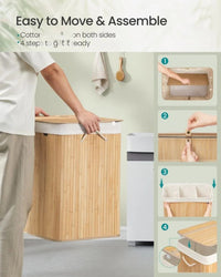 Laundry Hamper With Lid 3 Section 39.6 Gallon Sorter – product view 13 | Amaraloft