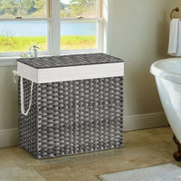 Laundry Hamper With Lid 34 Gallon 2 Section Rattan Basket – product view 2 | Amaraloft