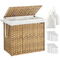 Laundry Hamper With Lid 34 Gallon 2 Section Rattan Basket – product view 4 | Amaraloft