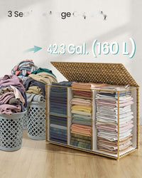Laundry Hamper With Lid 34 Gallon 2 Section Rattan Basket – product view 15 | Amaraloft