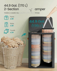 Laundry Hamper With Lid 44.9 Gallon 2 Compartment Sorter – product view 6 | Amaraloft