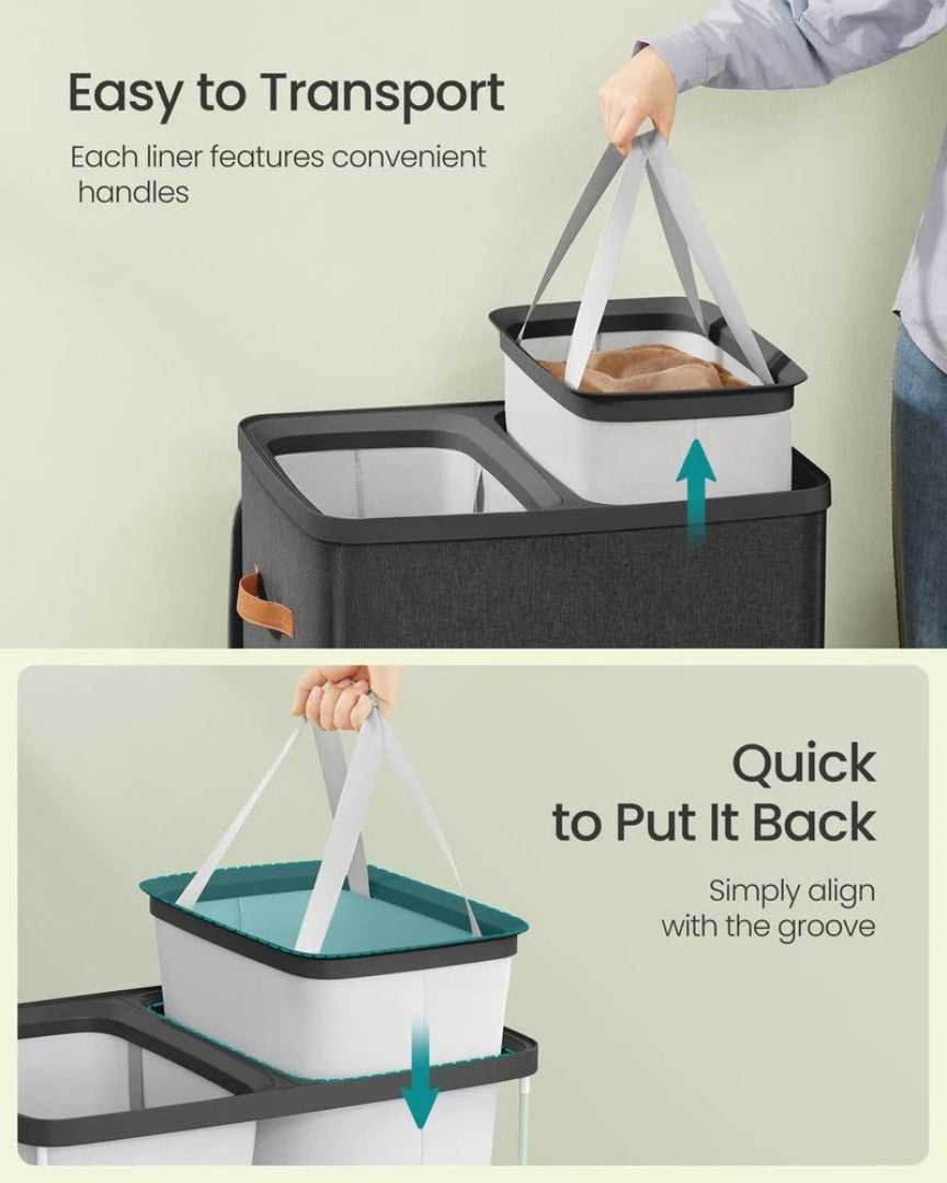 Laundry Hamper With Lid 44.9 Gallon 2 Compartment Sorter – product view 7 | Amaraloft