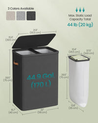 Laundry Hamper With Lid 44.9 Gallon 2 Compartment Sorter – product view 8 | Amaraloft
