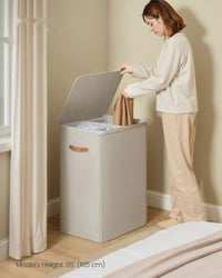Laundry Hamper With Lid 44.9 Gallon 2 Compartment Sorter – product view 9 | Amaraloft