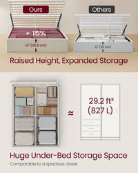 Lift Up Storage Bed Frame Queen Size With Upholstered Headboard - product photo 10
