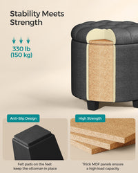 Linen Fabric Storage Ottoman - product photo 04