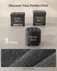Linen Fabric Storage Ottoman - product photo 06