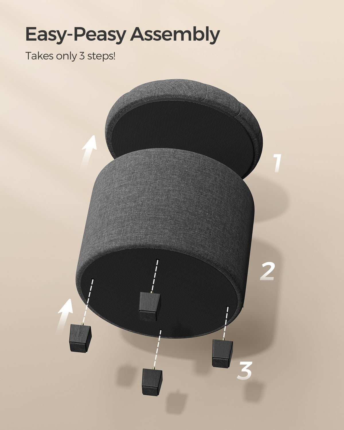 Linen Fabric Storage Ottoman - product photo 14