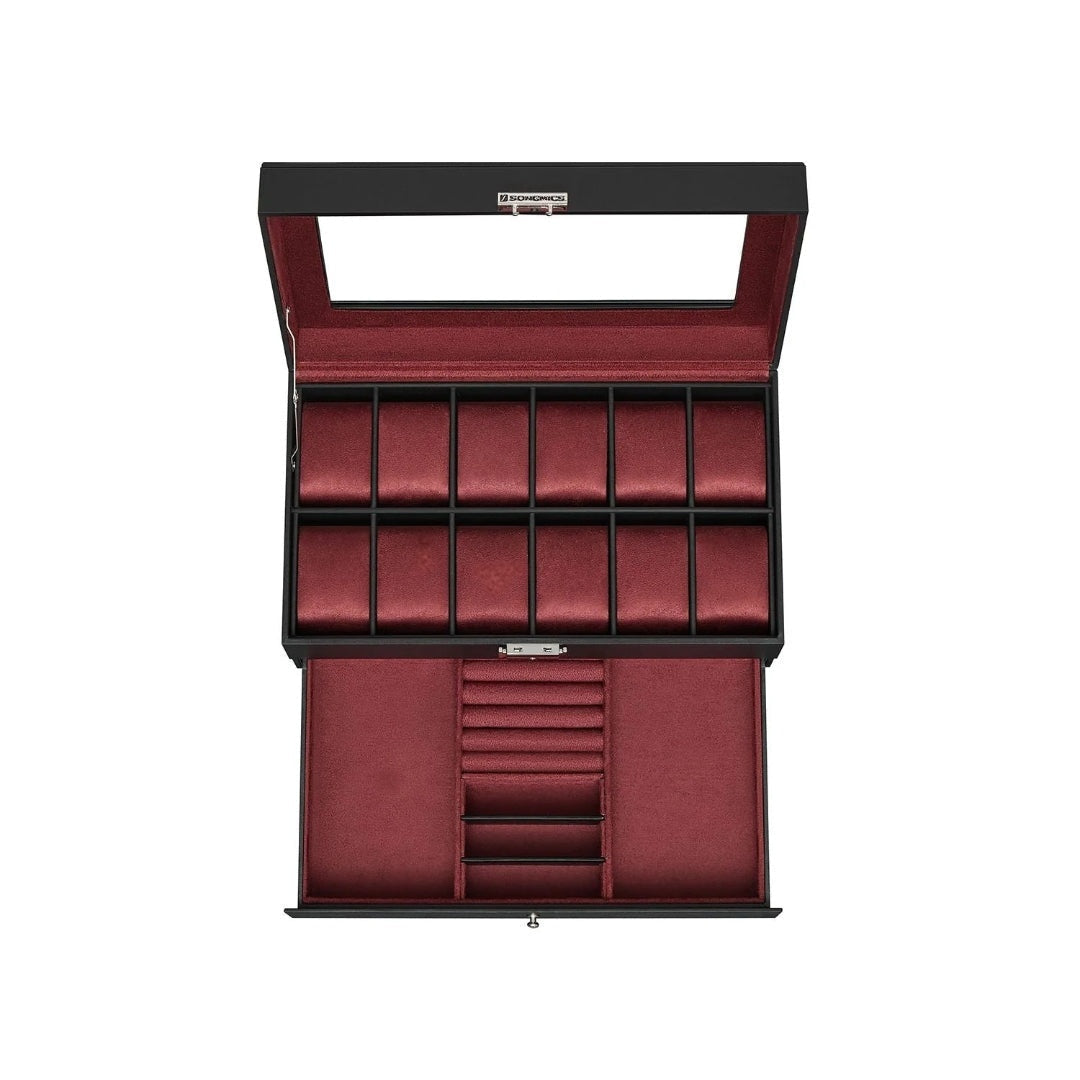 Lockable Watch Box With Glass Lid 6 8 Or 12 Slot – product view 8 | Amaraloft