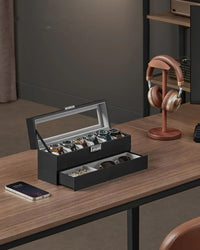 Lockable Watch Box With Glass Lid 6 8 Or 12 Slot – product view 10 | Amaraloft