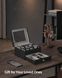 Lockable Watch Box With Glass Lid 6 8 Or 12 Slot – product view 15 | Amaraloft