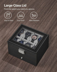 Lockable Watch Box With Glass Lid 6 8 Or 12 Slot – product view 18 | Amaraloft