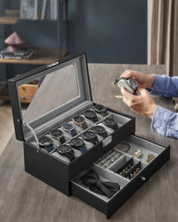 Lockable Watch Box With Glass Lid 6 8 Or 12 Slot – product view 20 | Amaraloft