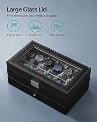Lockable Watch Box With Glass Lid 6 8 Or 12 Slot – product view 23 | Amaraloft