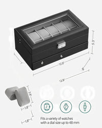 Lockable Watch Box With Glass Lid 6 8 Or 12 Slot – product view 24 | Amaraloft