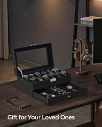Lockable Watch Box With Glass Lid 6 8 Or 12 Slot – product view 34 | Amaraloft