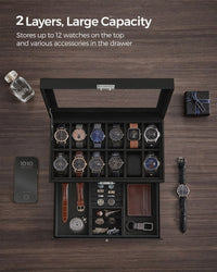 Lockable Watch Box With Glass Lid 6 8 Or 12 Slot – product view 36 | Amaraloft
