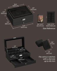 Lockable Watch Box With Glass Lid 6 8 Or 12 Slot – product view 38 | Amaraloft