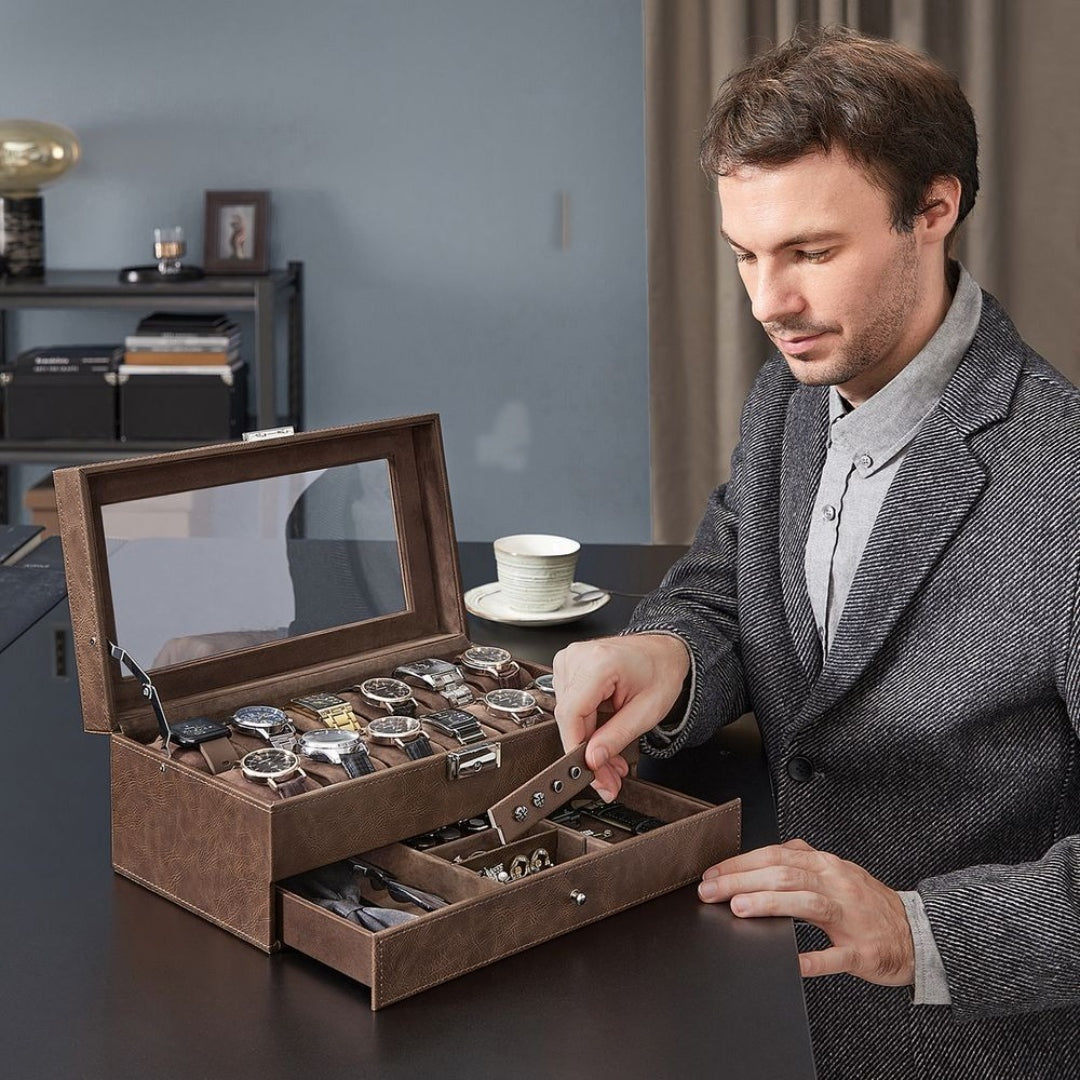 Lockable Watch Box With Glass Lid 6 8 Or 12 Slot – product view 39 | Amaraloft