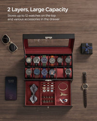 Lockable Watch Box With Glass Lid 6 8 Or 12 Slot – product view 50 | Amaraloft