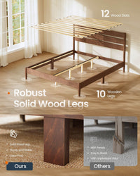Mid-Century Modern Bed Frame With LED Headboard & Charging Station - product photo 03