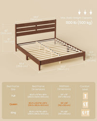 Mid-Century Modern Bed Frame With LED Headboard & Charging Station - product photo 06