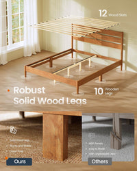 Mid-Century Modern Bed Frame With LED Headboard & Charging Station - product photo 09