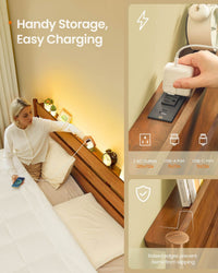 Mid-Century Modern Bed Frame With LED Headboard & Charging Station - product photo 10