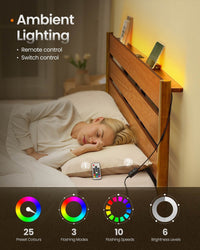 Mid-Century Modern Bed Frame With LED Headboard & Charging Station - product photo 11