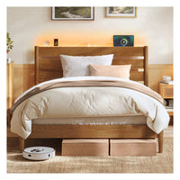 Mid-Century Modern Bed Frame With LED Headboard & Charging Station - product photo 13