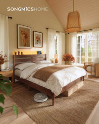 Mid-Century Modern Bed Frame With LED Headboard & Charging Station - product photo 32