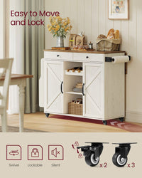 Mobile Kitchen Island With Drop Leaf, Portable Island With Spice Rack - product photo 04