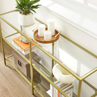 Modern Design Golden Glass Console Sofa Table - product photo 17