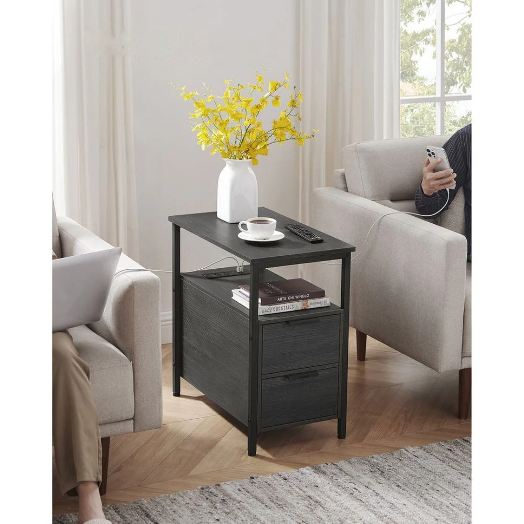 Narrow End Table With Charging Station And 2 Drawers – product view 5 | Amaraloft