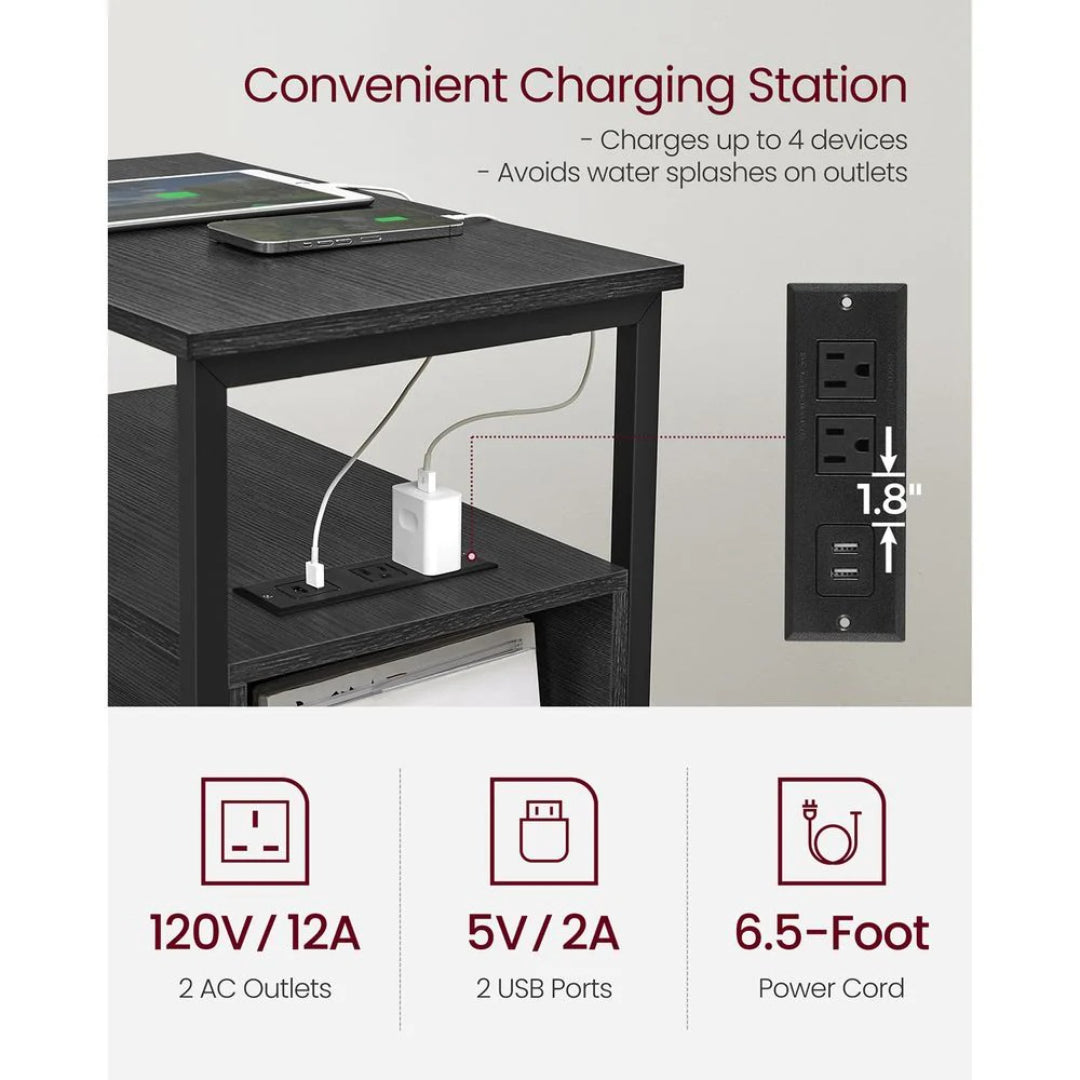 Narrow End Table With Charging Station And 2 Drawers – product view 6 | Amaraloft
