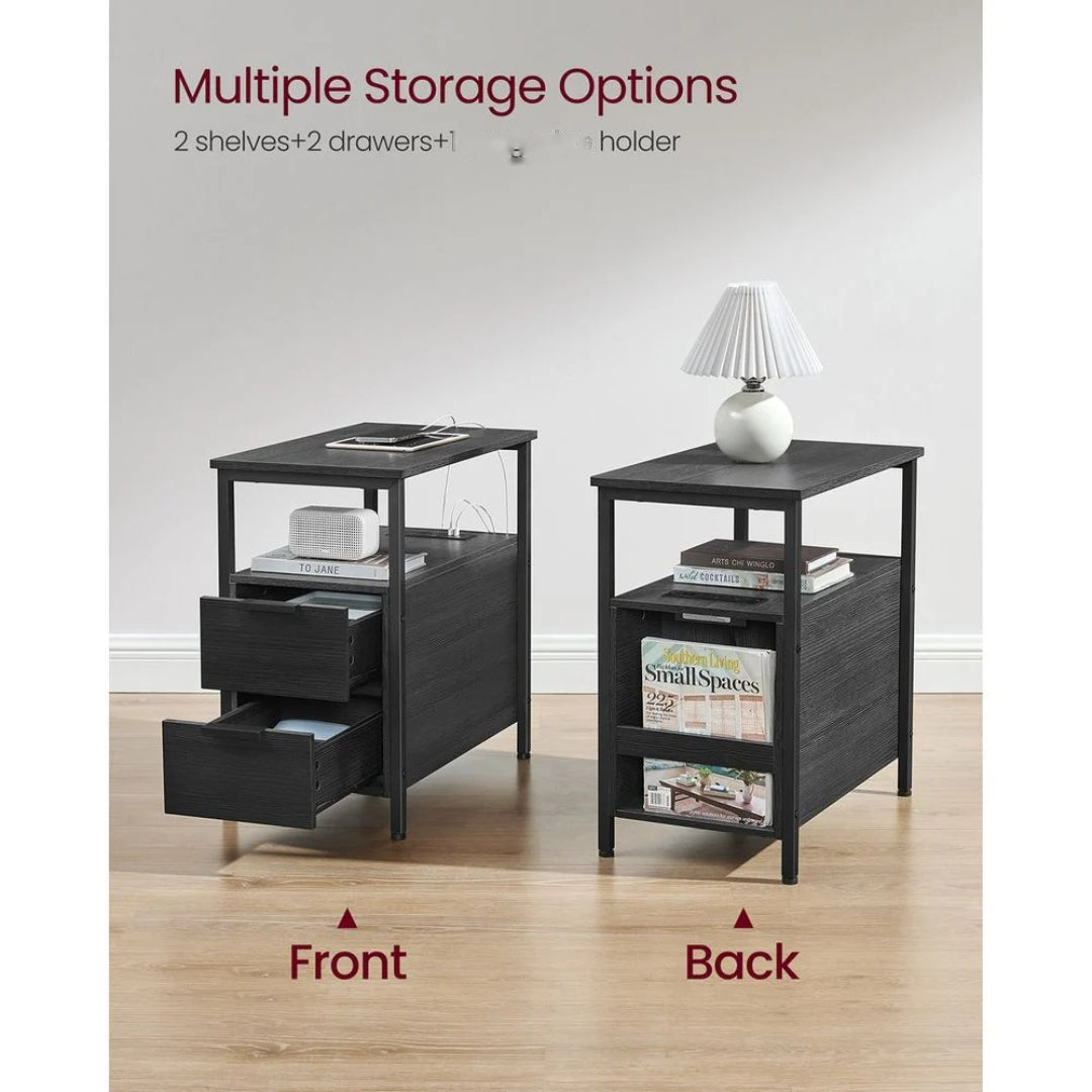 Narrow End Table With Charging Station And 2 Drawers – product view 8 | Amaraloft