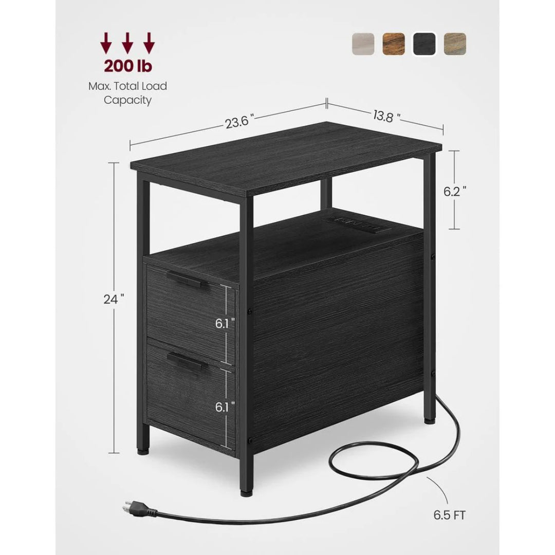 Narrow End Table With Charging Station And 2 Drawers – product view 9 | Amaraloft