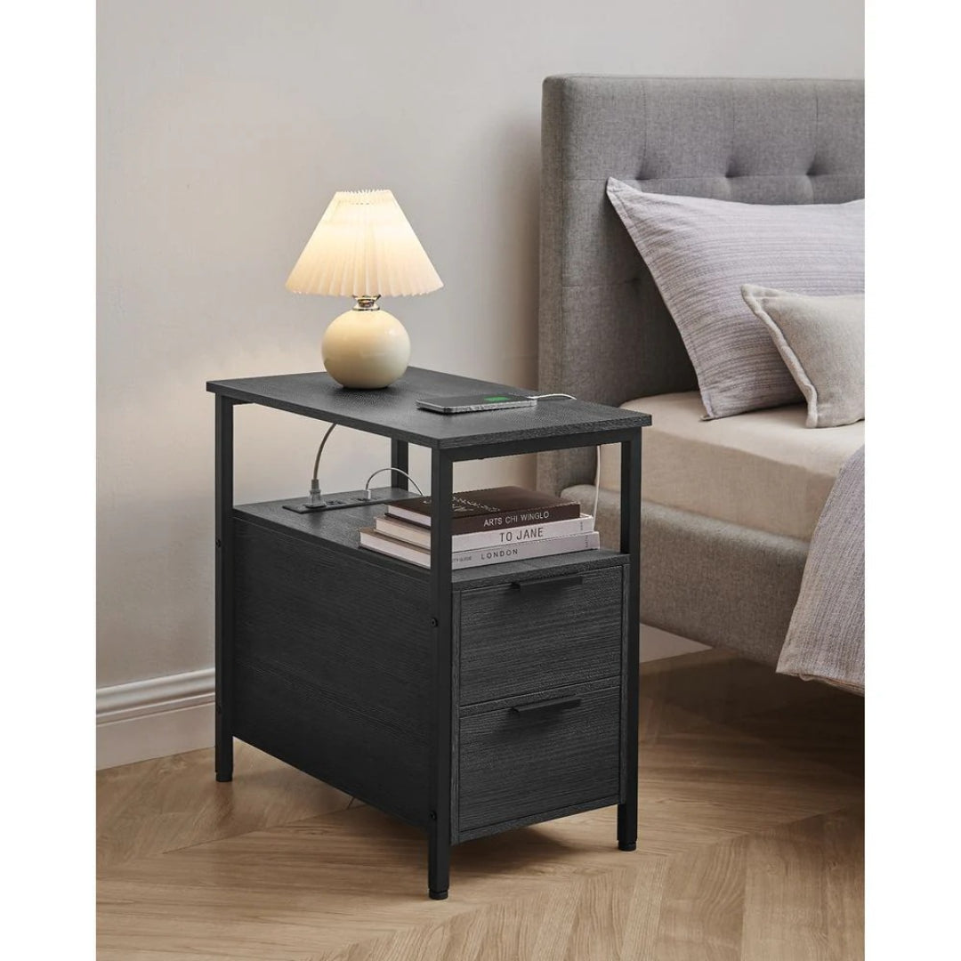 Narrow End Table With Charging Station And 2 Drawers – product view 11 | Amaraloft