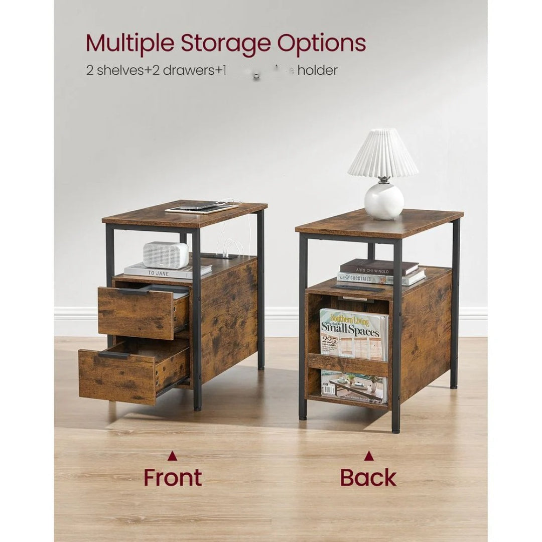 Narrow End Table With Charging Station And 2 Drawers – product view 18 | Amaraloft